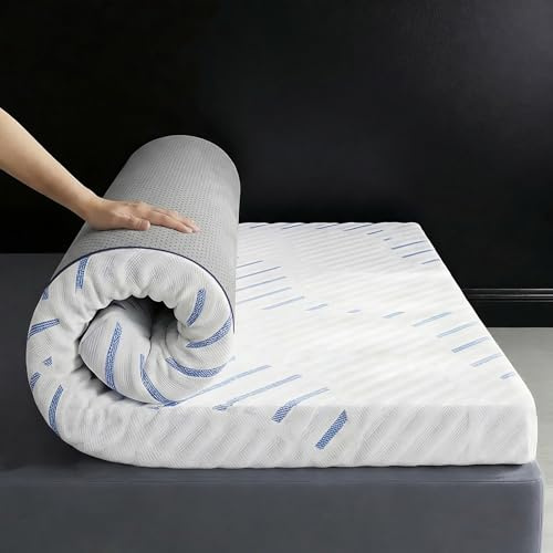Klyvvo Topper para colchones 90x200x7,5 cm, Protector de colchón Suave con Gel-Memoria y Soporte de 7 Zonas, Ideal para colchones Duros, Camas con somier, Cama y colchones de muelles