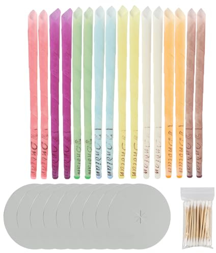 16 PCS Bougies à Oreilles pour le Nettoyage de Cire Auriculaire – Bougies à Oreilles en Cire de Miel Naturelle pour Adultes, avec Disques de Protection, Bâtonnets en Coton, Parfum Apaisant & Éliminate