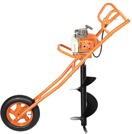 Endingfuny Trivella a benzina, 2,2 kW, 63 cc, a 2 tempi, con macchina per scavare, trapano, bottiglia di miscelazione del carburante, immagine del prodotto, 8800 giri/min, trivella da giardino per