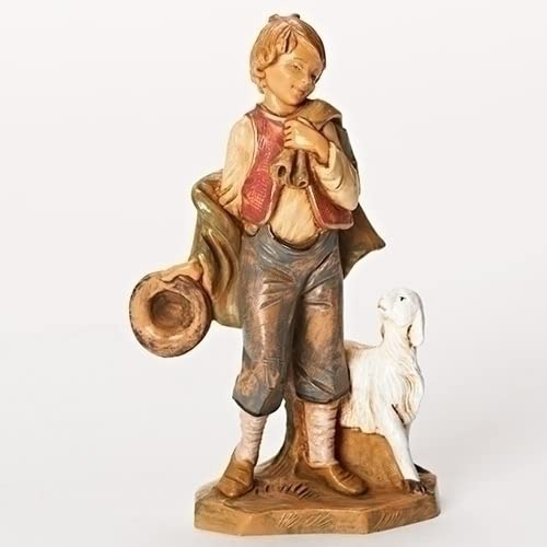 Roman Fontanini Inc., Lucas The Little Boy Shepherd, 5 Shepherds Collection, Nativity Figure and Accessories, Hand Sculpted and Painted