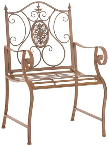 CLP Gartenstuhl Punjab im Landhausstil I Eisenstuhl lackiert I Gartensessel besonders stabil, Farbe:antik braun