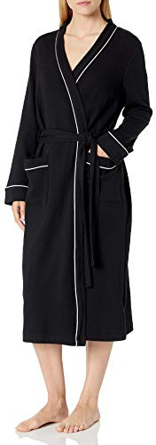 Amazon Essentials Women's Lightweight Waffle Full-Length Bath Robe (Available in Plus Size), Black, XX-Large