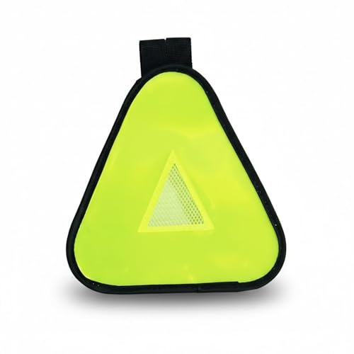 Vincita Reflective Yield Symbol with Hook and Loop Strap - High Visibility for Safety At Night - Safety Reflector for Bike Rack, Stroller, Backpack, Car Rack - Bicycle Reflective Accessories (Green)