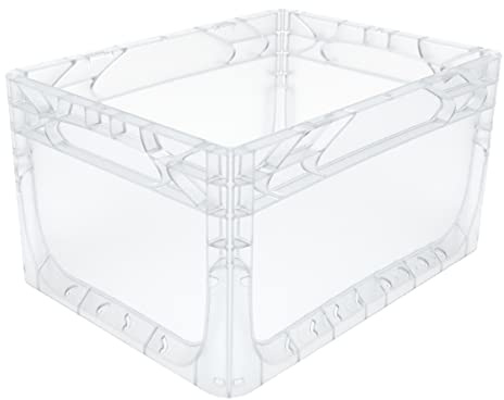 Colour Coded Euro Plastic Stacking Industrial Storage Containers Boxes Crates! (20 Litre - L 400 x W 300 x H 220mm, Clear)