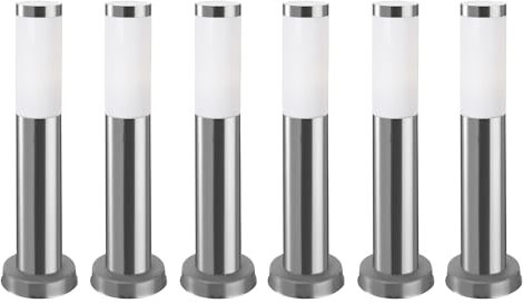 FORLIGHT Koral (6uds) Baliza Exterior para Jardín Resistente al Agua IP55. Poste de Luz para Sendero y Camino. Lámpara Bolardo de Acero Inoxidable 23W. Farolillo Moderno Zonas de Paso