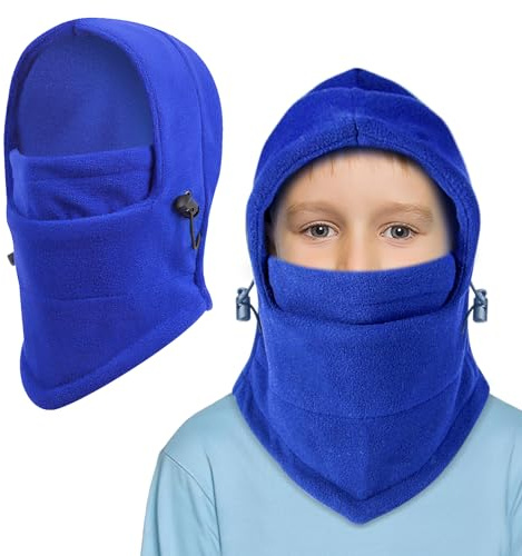 TAGVO Sturmhaube Winter Kinder 4-10 Jahre, Antistatisch Warm Fleece Skimaske mit Kordelzug, Atmungsaktiv Elastizität Balaclava Nackenwärmer Hals Gaiter für Jungen und Mädchen Outdoor-Aktivitäten