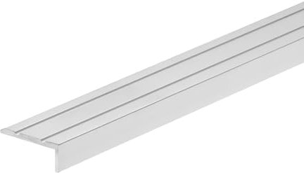 Aluminium Anti Non Slip Self Adhesive Stair Edge Nosing 25x10 mm - 1M (39.37) Rubust Trim LSW10K TMW Profiles (Silver)