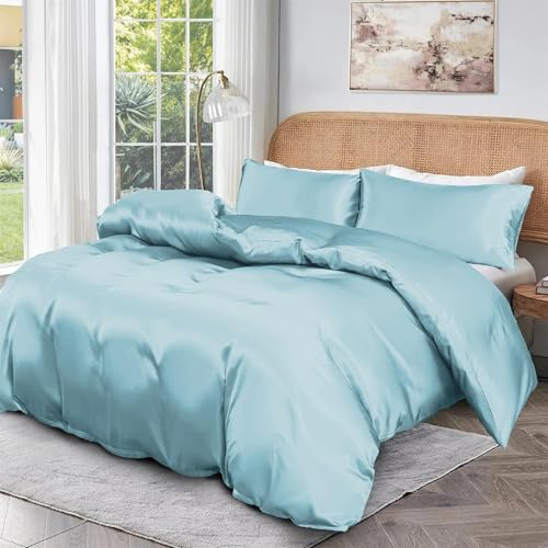 Roseley 100% BAMBOO Duvet Cover Set 300TC Organic Hypoallergenic Bed Linen Breathable Natural Fabric Temperature Regulating Machine Washable & Sustainable Bedding [Duck Egg, King]