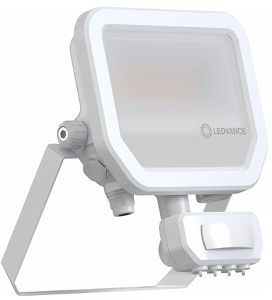 Ledvance LED-Strahler aus Aluminium, Weiß, 17 W, 2200 lm, 100D – 830 Warmweiß | IP65 – Bewegungsmelder und Lichtsensor – symmetrisch