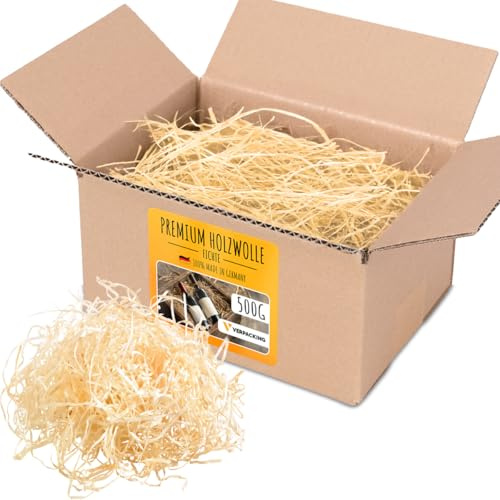 verpacking Laine de bois de sapin (quantité au choix) – Matériau de remplissage pour cadeaux et colis, décoration – Qualité premium 0,5 kg