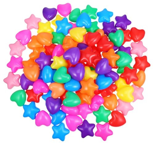 Toyvian 100 Uds. Bolas De Plástico con Diseño De Estrella Única, Bolas De Plástico, Bolas De Bolas De Estrella, Corazón, A Prueba De Aplastamiento, Carpa De Bolas De Océano, Juego De