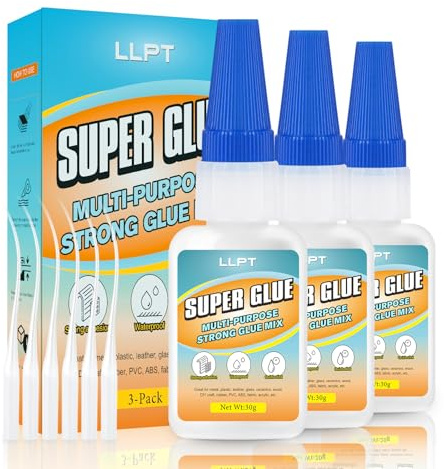 LLPT 3 förpackningar med direktlim, 30 g, transparent | Superlim mot nedsmutsning, snabbt och starkt för plast, metall, glas, läder