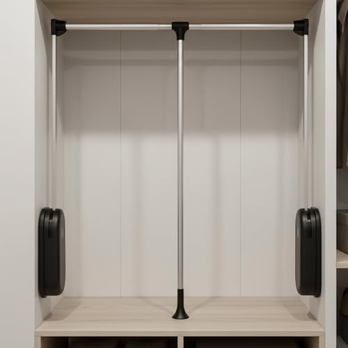bimiti Pull Down Closet Rod 60 lbs Heavy Duty Home Clothes Storage Hanging Adjustable 33-45 inches Stainless Steel Side Mounted Closet Rod Wardrobe Lift Rail Organizer