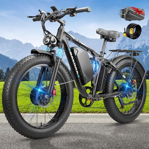 CTVVXXC 9000W Dual Motor Ebike,24 Fat Tire Electric Bike for Adults, 45MPH Fast 52V 34Ah Long Range, Dual Hydraulic Brakes Full Suspension, Snow/Mountain/Off-Road/Commute E-Bike