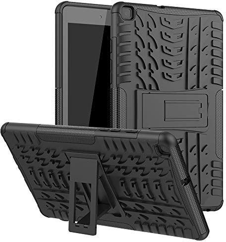 Tablettskydd Tablet Cover For Samsung Galaxy Tab A 8.0 2019 / T290 T295 Däcktextur Shocksäker TPU + PC Skyddsfodral med vikningshandtag(Siyah)