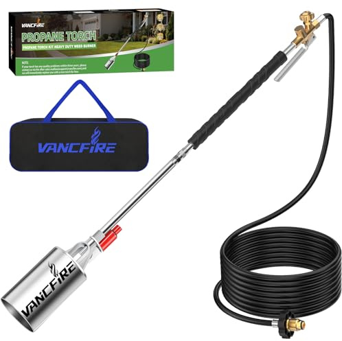 Propane Torch Weed Burner Kit with Storage Bag,Heavy Duty Blow Torch with Turbo Trigger & 10FT Hose,Flamethrower with Self Ignitor for Weeding,Roofing,Ice Snow Melting,BBQ