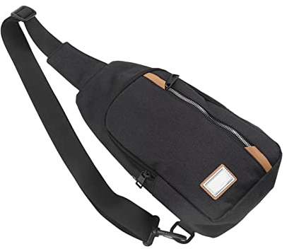 Ycauty Bröstsele Ryggsäck Vattentät Justerbar Axelrem Messenger Bag för Bärbar Dator Upp Till 7,9 Kapacitet för Researbete Oxford Cloth Black