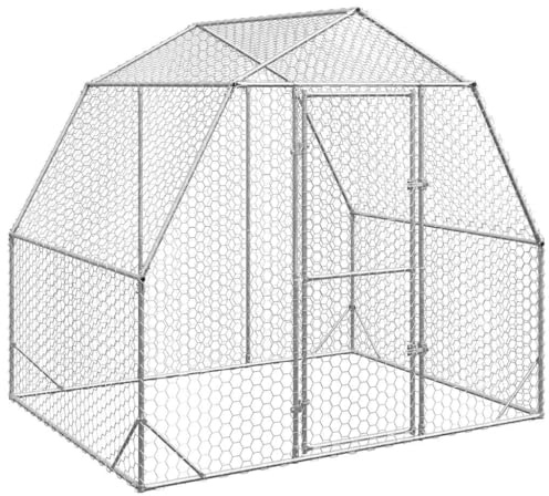 Mhdvray Pollaio 2,5 x 2 x 2,25 m, recinto per polli, telaio in acciaio zincato, voliera sicura per anatre e pollame, stabile