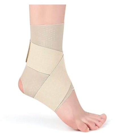 SQQCREATO Stabiliserande fotledsstöd, skyddsstöd, kompressionsrem, för akillessenor, stukningar, fotbandage, för, smärtlindring (beige, L)
