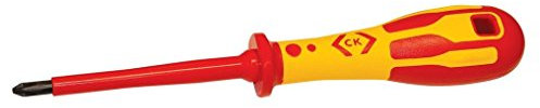 C.K Dextro VDE Phillips Head Screwdriver PH2 x 100mm, Electricians Insulated Philips Screwdrivers, 10,000v Test, Precision Grip Tip, Electrical Terminal Screw Driver, Heavy Duty Hand Tools T49142-2