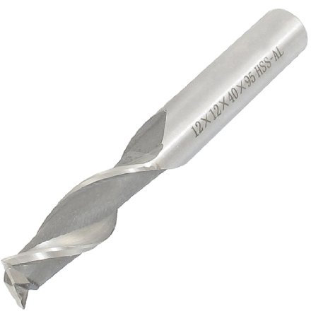 sourcingmap 12x12x40x95mm 2 Flutes Straight Shank HSS-AL End Mill Milling Cutter