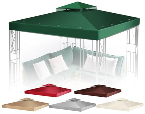 Flexzion 12 x 12 (2,5 m x 2,5 m) lusthus, baldakin, ersättningstopp, vattentätt skydd – utomhus, lusthus, baldakin, skydd – UV30-skydd för baldakin, trädgård, uteplats, gårdstält (grön)