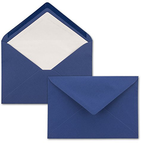 25x Brief-Umschläge C5 - Dunkel-Blau - gefüttert mit weißem Seidenpapier - 110 g/m² - 22,9 x 15,5 cm - Nassklebung