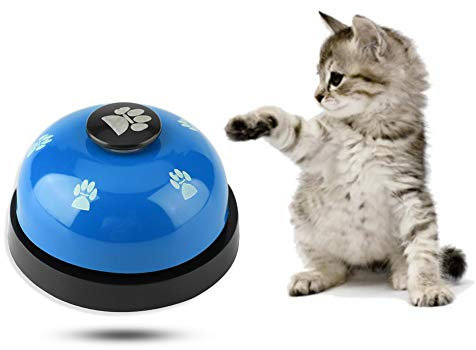 Dog Door Bell and Press Bell Pet Training Press Bell Iron Sturdy Pet Bell Desk Bell Call Bell for Dog Toilet Training Bell Interaction Bell (Blue)