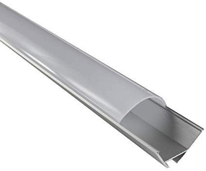 LED Eckprofil ECKE-30 Aluminium Silber für LED Streifen inkl. Abdeckung klar, für LED Bänder bis max. 20mm Montage Leiste (2m + milchige Abdeckung)