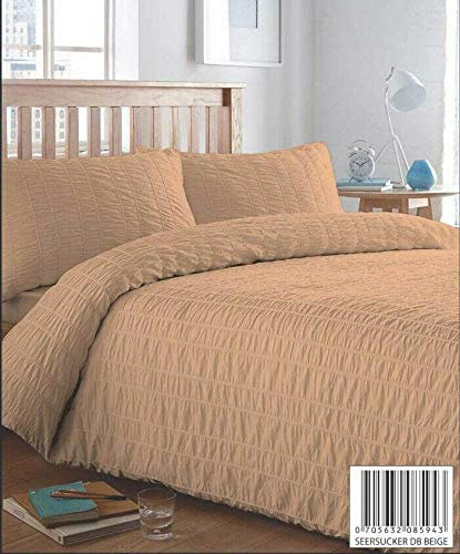 Value Comfort Home Luxury SEERSUCKER STRIPE Cotton Rich Duvet Cover & Pillowcase/s Bedding Bed Linen Set Double Beige