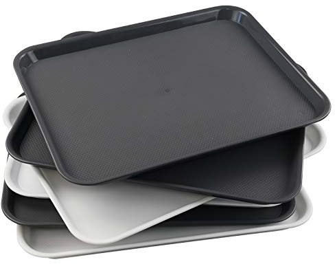 Waikhomes Set of 6 Non Slip Serving Trays, Plastic Retangular Fast Food Trays