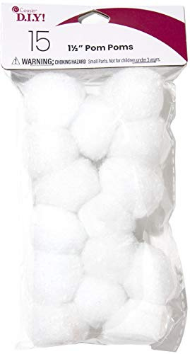White 1.5 inch Pom-Poms, 15 Pack