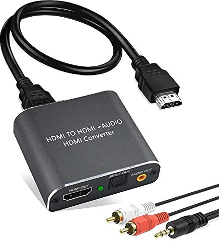 Ozvavzk HDMI Audio Extractor 4K 60Hz HDMI 2.0 Audio Extractor HDMi Optical Audio Splitter Adapter SPDIF Optisch 5.1CH 3.5mm Stereo L/R Audio Out Unterstützung 5.1 HDCP2.2 18 Gbit/s 4:4:4 HDR 3D