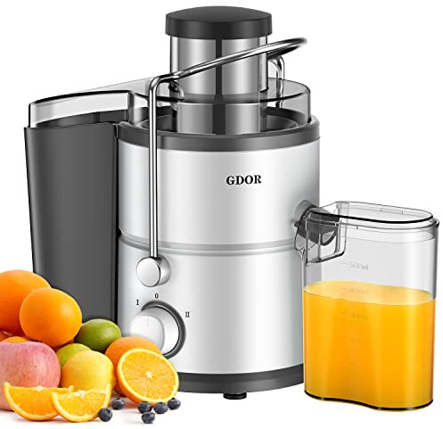 Exprimidor con motor de 800 W, máquina exprimidor GDOR con canal de alimentación de boca grande de 3 pulgadas, fabricante de jugos de doble velocidad para frutas y verduras, exprimidor centrífugo con