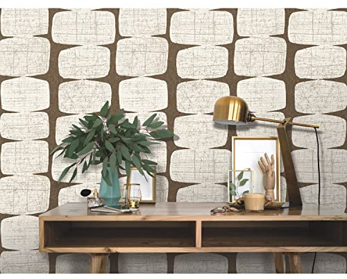 RoomMates RMK12349PL Mid-Century Beads Peel and Stick Wallpaper, Brown