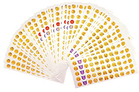 JZK Autocollants émoticône sourire jaunes – 36 feuilles pour mur, ordinateur portable, décoration de fête et récompenses pour enfants
