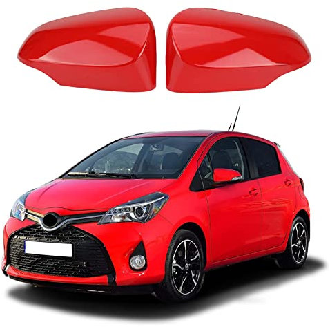 Auto Spiegelkappen, 1 Paar Auto Tür Außenspiegelkappe Rückspiegelkappe Seitenspiegel Abdeckungen für Toyota Yaris 2012-2019 (Rot)