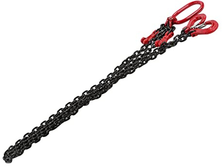 1 Filo Atena di Traino, Catena di Sollevamento Regolabile, Catena di Sollevamento, 2 Ganci Regolabile per Gru, 2 Metri, 4,75 Tonnellate, 8 mm