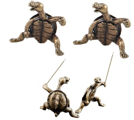Turtle Censer Holder, 2 Pcs Turtle Incense Stick Holder Incense Burner Exquisite Sleep Home Decor Antique Bronze Aid Handcrafted Beautiful Censer Holder for Sticks