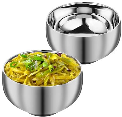 VASCIEER SUS316 Stainless Steel Insulated Bowl,12.3oz Ice Cream Bowl, Double-Wall Vacuum, Soup Cereal Bowl,Dishwasher Safe