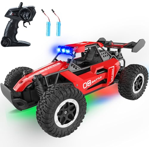 SZJJX Remote Control Car for Kids 3 4 5 6 7+, 20 KM/H High-Speed RC Cars with LED Lights, 2.4GHz 2WD Monster Truck Toys, Rechargeable RC Car, Toy Cars for Girls Boys, Christmas & Birthday Gifts – Red