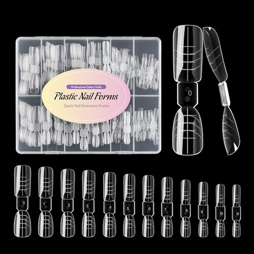 BNG 120PCS Nail Dual Forms For Gel Nails Extension, Double-Headed Nail Polymer Gel Nails Extension Mold Full Cover Acrylic Nail Molds Quick Building
