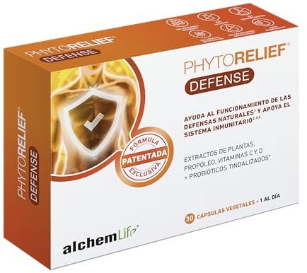 AlchemLife - Phytorelief Defense | Refuerzo del Sistema Inmunitario y Defensas Naturales | 30 Cápsulas Vegetales | Equinácea, Propóleo, Vitaminas C y D3, Extractos Vegetales y Probiótico Tindalizado