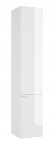 .Deftrans DomoDomo - Väggmonterat Badrumsskåp - Blankvit - 30 cm Brett (157 x 30 x 28 cm) - Smalt Badrumsskåp med 2 Dörrar och 4 Hyllor, Vänster/Höger Dörr, MDF