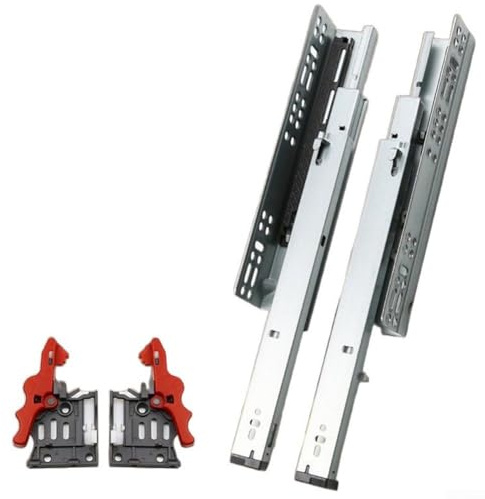 Glissières de tiroir encastrables de 500 mm à fermeture douce en acier à extension complète pour armoires de cuisine avec mouvement synchronisé et charge nominale de 35 kg (300 mm)
