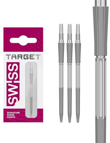 Target Darts Elysian Archetype 43 Swiss Point | 3-pack set med tips | 30 mm/35 mm/42 mm – guld/silver/svart | Ändra dartpunkter, schweiziska stormpoäng, professionella darttillbehör