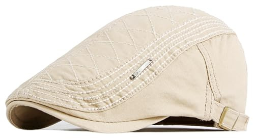 Chamqueen Mens Newsboy Cap Flat Cap Ivy Gatsby Cabbie Hat Beige