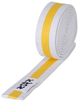 KWON Jugendgürtel (Kindergürtel), mehrfarbig 240 weiß-gelb-weiß