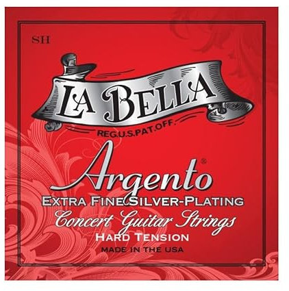 La Bella ASPHT, Argento Silver Plating SH, Hard Tension, Gitarrensaiten für Klassische Gitarre