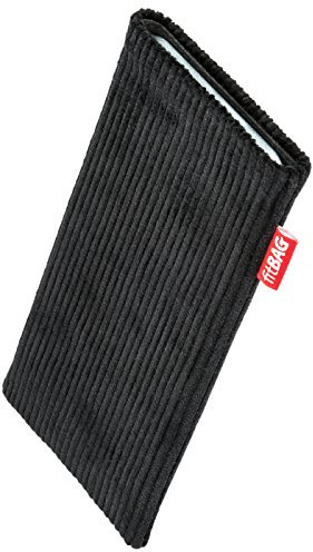 fitBAG Retro svart mobilväska för Apple iPhone 11 Pro Max, väska av manchestertyg med innerfoder i mikrofiber | fodral med rengöringsfunktion | Tillverkad i Tyskland
